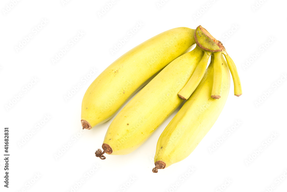small bunch of yellow bananas on white background small bunch of yellow bananas on white background