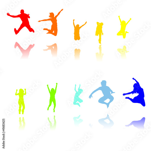 silhouette de sauteur en couleur