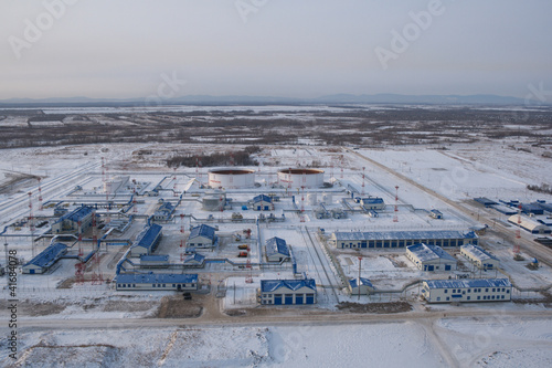Transfer station at oil pipeline - aerial view