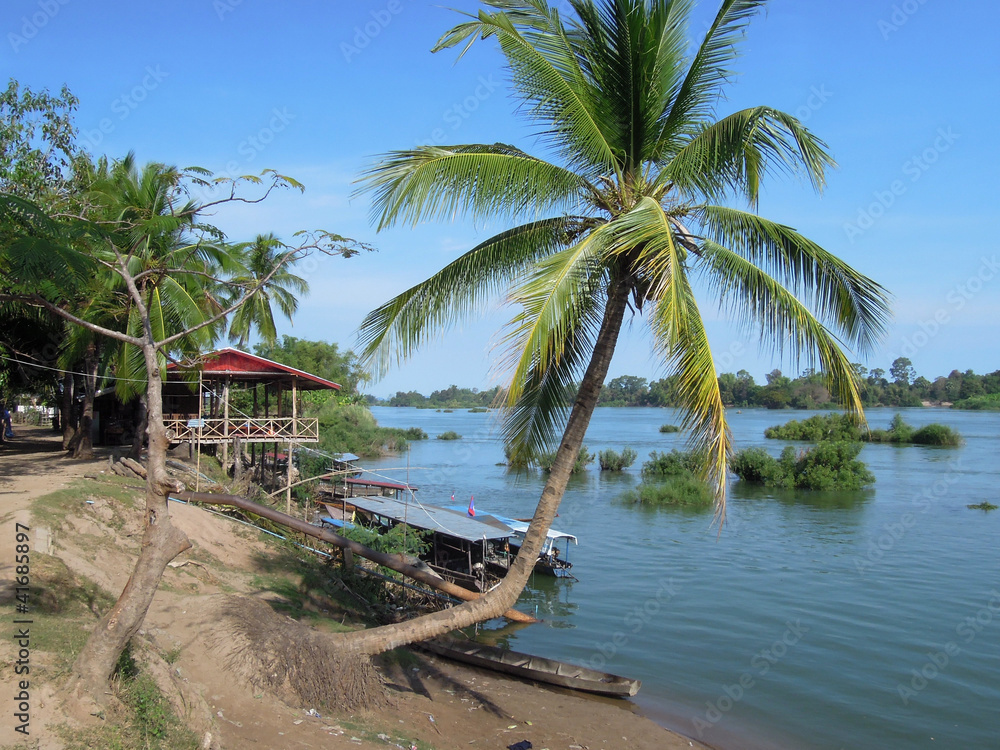 Obraz premium fiume Mekong all'isola di Don Det in Laos