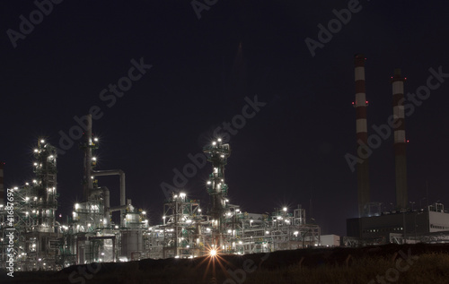 Oil refinery at night