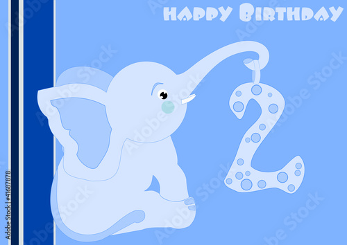 2nd Birthday - little blue elephant