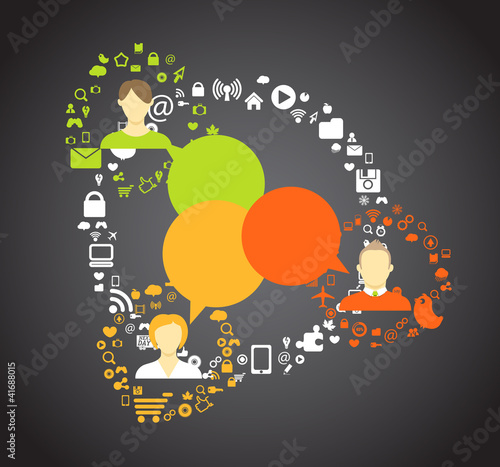 People media connections abstract scheme