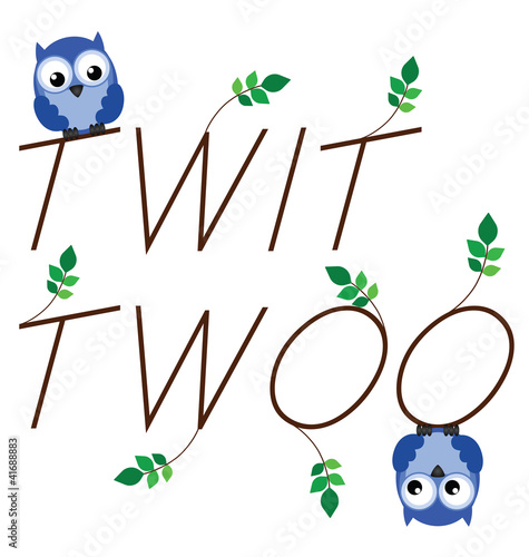 Owl call twig text isolated on white background