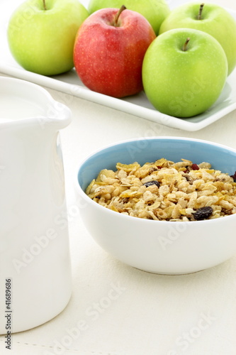 healthy granola and fresh fruits