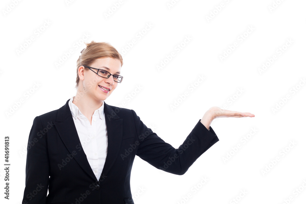 Cheerful businesswoman presentation Cheerful businesswoman presentation