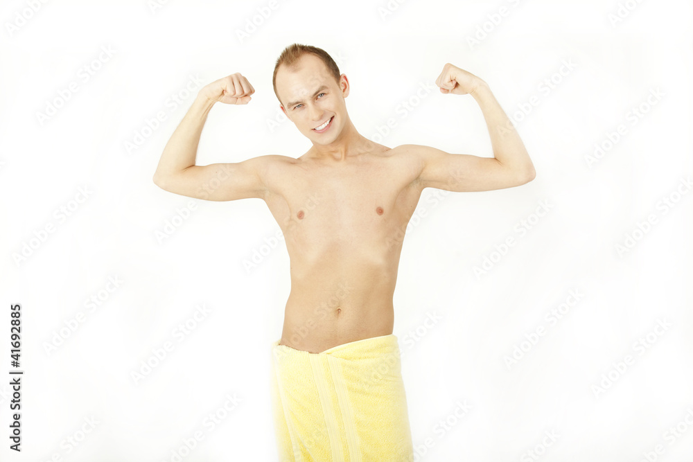 Fototapeta premium Man covered with towel