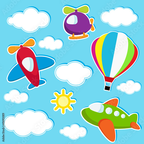 sky with air transport stickers #41693089