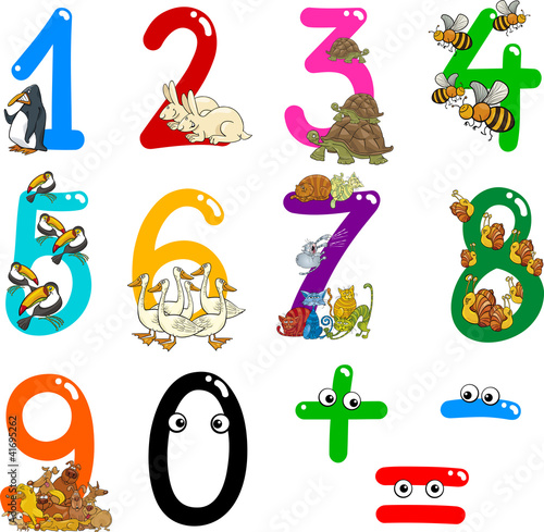 numbers with cartoon animals