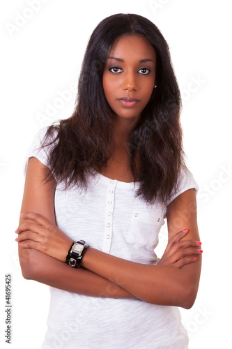 Beautiful young black woman with folded arms © Samuel B.