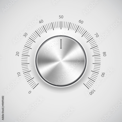 Chrome volume knob (button) with light background