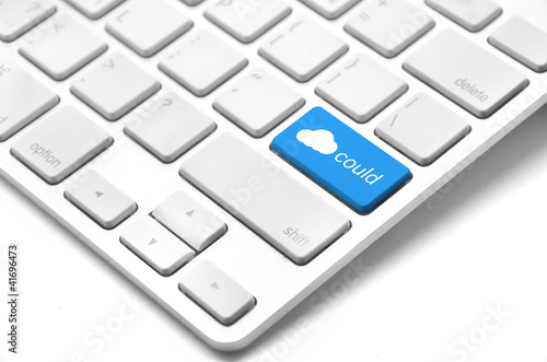 Cloud computing concept -  keyboard with cloud keypad