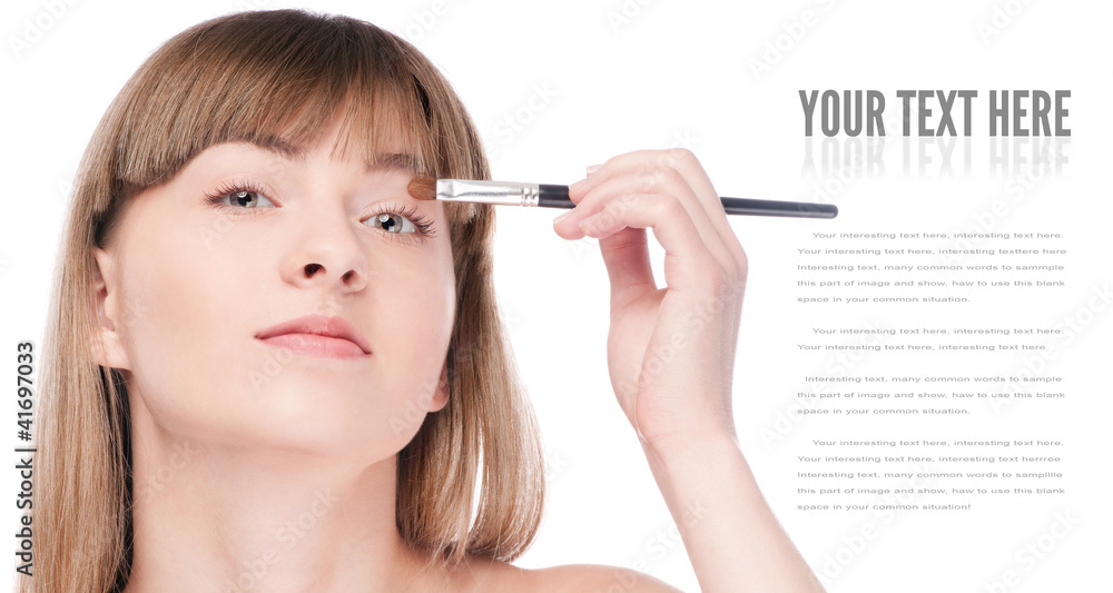 Beautiful woman with make up brush Beautiful woman with make up brush