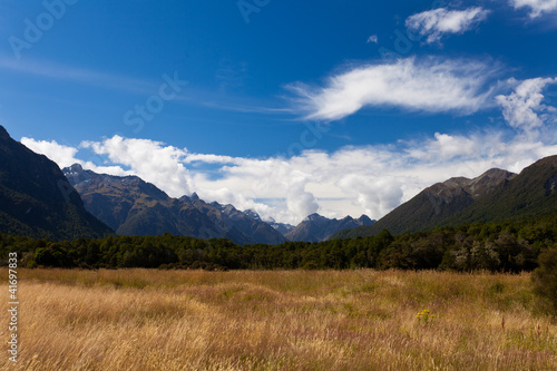 High peaks of Eglinton Valley in Fjordland NP, NZ