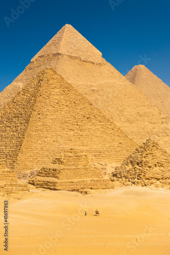 Tourist Riding Camel Base Giza Pyramids Egypt