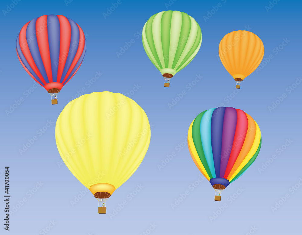 Fototapeta premium five hot air ballons in a sky vector illustration