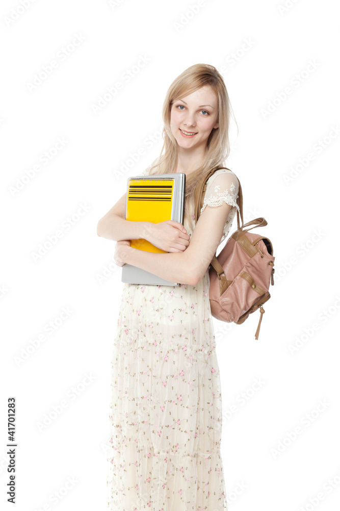 Young smiling student woman. Portrait of beautiful woman. Young smiling student woman. Portrait of beautiful woman.