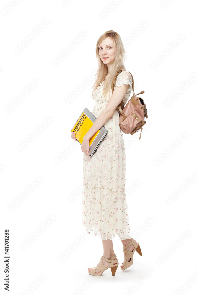 Young smiling student woman. Portrait of beautiful woman. Young smiling student woman. Portrait of beautiful woman.