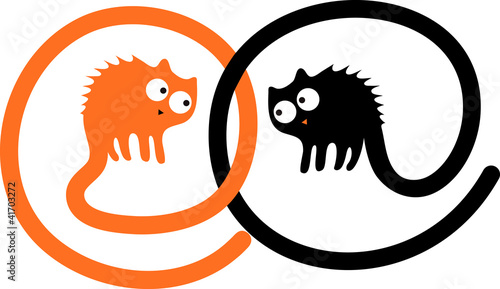 Two angry cartoon cats