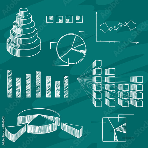 The infographics elements sketch on green board