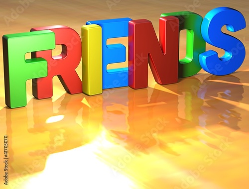 Word Friends on yellow background photo