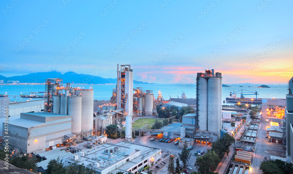 Cement Plant,Concrete or cement factory, heavy industry or const - obrazy, fototapety, plakaty 