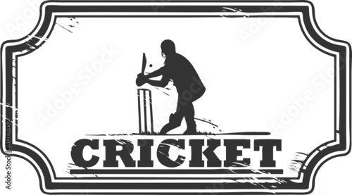 Abstract grungy cricket stamp, vector illustration
