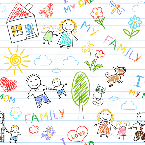 Seamless background - happy family
