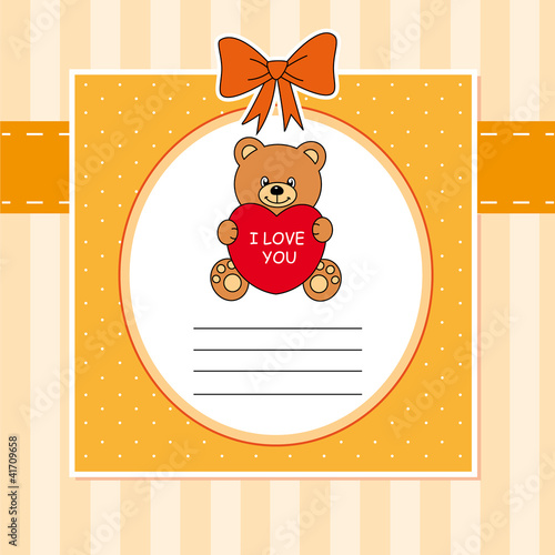 Tarjeta oso con un corazón