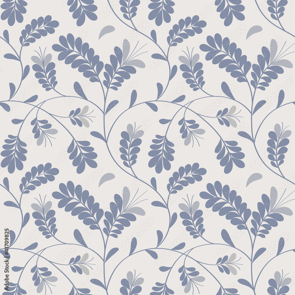 Fototapeta premium Blue seamless floral pattern