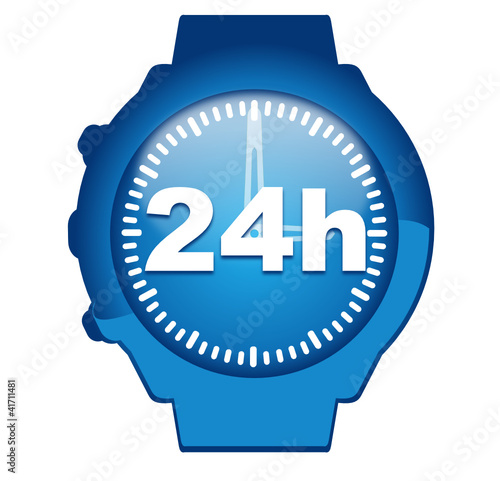 24 heures sur montre bleue