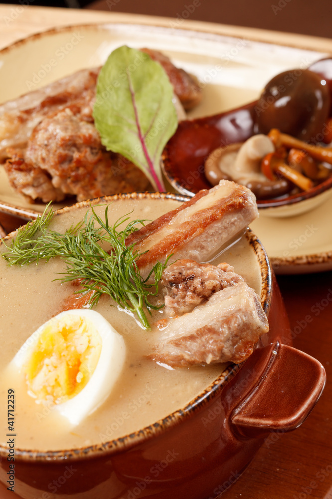 traditional soup with ribs traditional soup with ribs