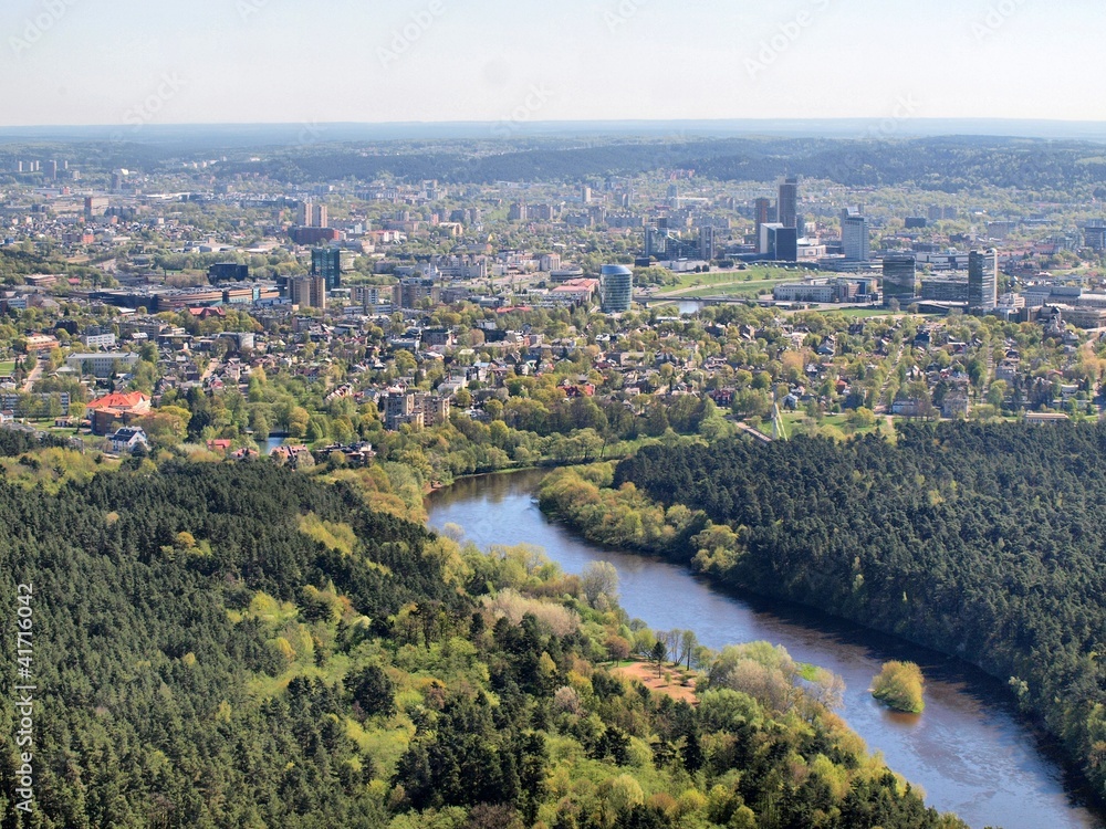 Spring in the Vilnius city - aerial photo