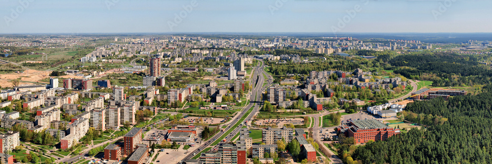 Morning in the Vilnius city - aerial view