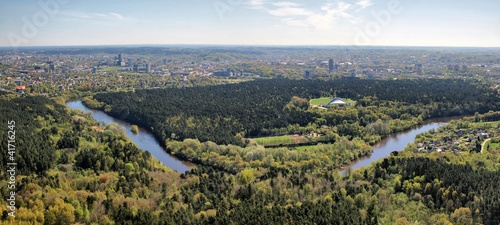 Obraz na płótnie Vilnius city and nature with forests and river w salonie