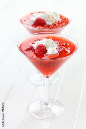Strawberry jelly with cream