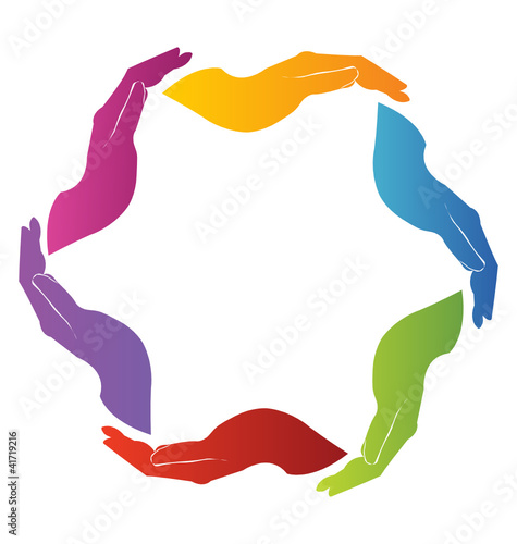 Teamwork hands logo vector