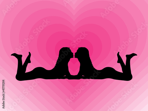 Two Young Girls Kissing
