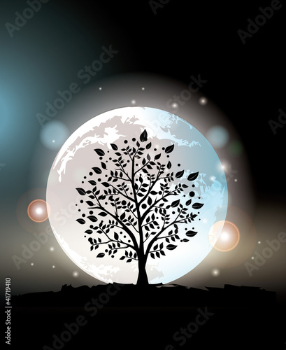 Moon Tree Silhouette