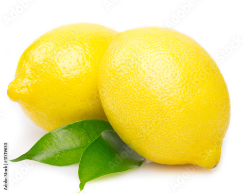 Fresh lemon with leaves