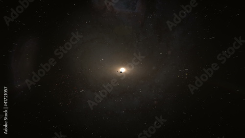 Flight through the solar system to the sun