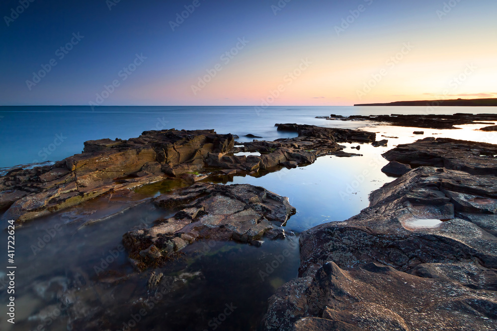 Atlantic ocean scenery at amazing sunset, Ireland