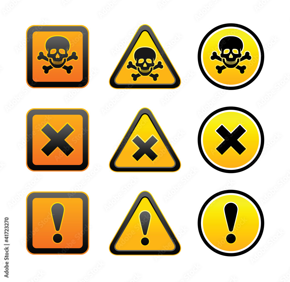 Hazard warning symbols, set Hazard warning symbols, set