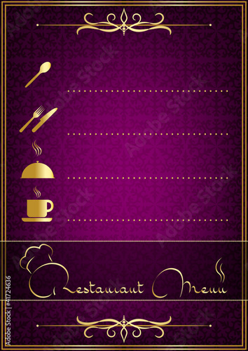 Purple bitkisel işlemeli yemek menüsü