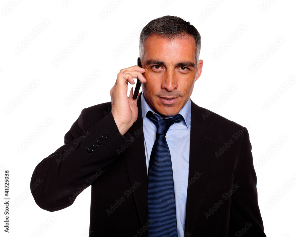 Hispanic professional businessman conversing Hispanic professional businessman conversing