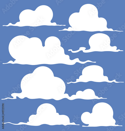 Silhouettes of the clouds on a blue background