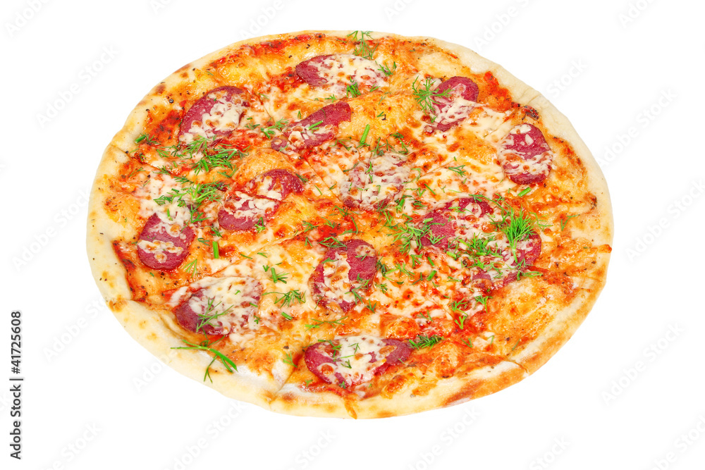 delicious pizza with salami and cheese delicious pizza with salami and cheese