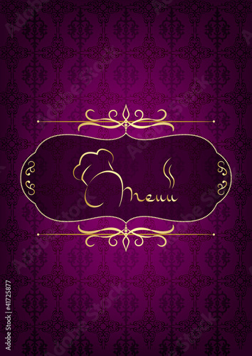 Purple desenli yemek menü cover