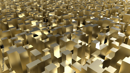 Abstract architecture background  golden cubes 