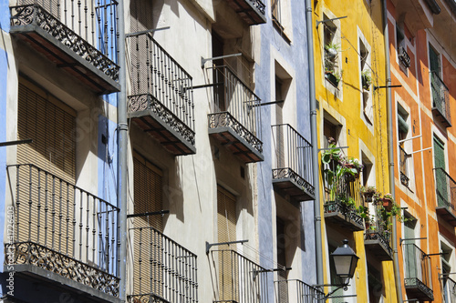 Colorful facades in Cuenca, Spain